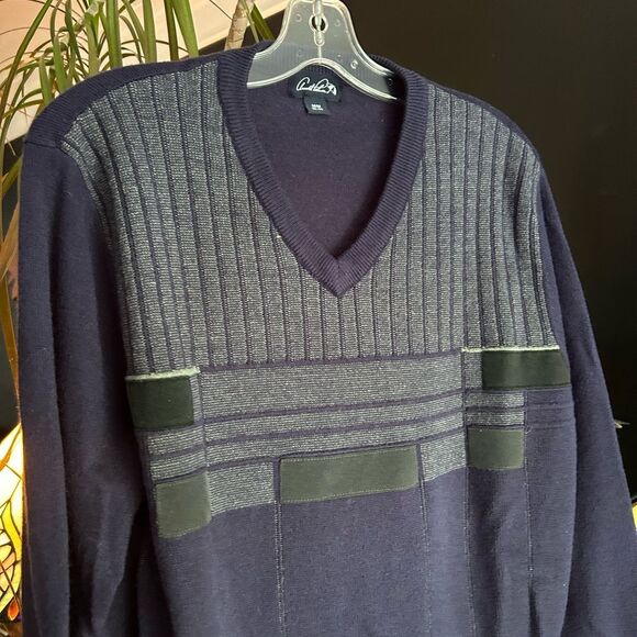 Chaps V-Neck Sweater in Navy and Charcoal Size 38-40 - Picture 6 of 16